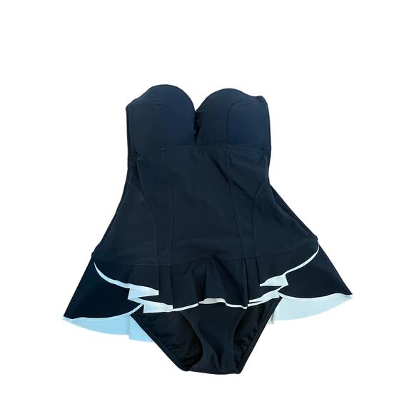 Profile by Gottex Strapless Belle Curve Ruffled Slimming Swim Dress black Size 8 - Picture 1 of 7